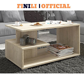 Bàn trà sofa 2 màu FINILI, bàn 2 tầng nhỏ gọn gỗ công nghiệp đẹp phòng khách FNLO90