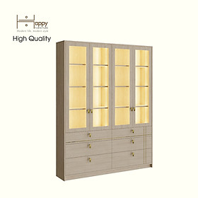 [Happy Home Furniture - 100% GỖ TỰ NHIÊN] JOCASTA, Tủ sách cửa kính, 160cm x 30cm x 200cm ( DxRxC), TCM_181