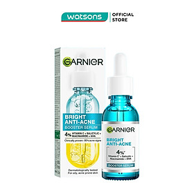 Dưỡng Chất Garnier Giảm Mụn Sáng Da Skin Naturals Bright Complete Anti-Acne Booster Serum30ml