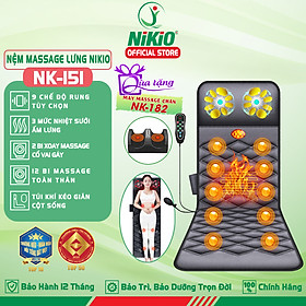 Nệm (Đệm) Massage Toàn Thân Nikio NK-151 - Con Lăn Xoa Bóp Cổ Vai Gáy, 10 Động Cơ Matxa Rung Toàn Thân, Kết Hợp Nhiệt Sưởi Và Túi Khí Nâng Đỡ Cột Sống, Hỗ Trợ Điều Trị Đau Nhức Lưng