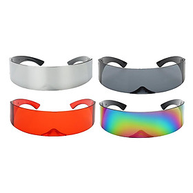 4x Fashion Futuristic Wrap Visor Sunglasses Cyberpunk Glasses Party Favors