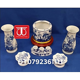 Mua BỘ BÁT HƯƠNG VẼ SEN (ĐK BÁT: 16 18 20) ĐẾ GỖ SƠN SON THẾP VÀNG