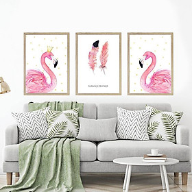 Mua Bộ 3 tranh treo tường trên nền canvas hình rừng nhiệt đới xinh xắn trang trí phòng khách cỡ 25x35cm x 3 tranh