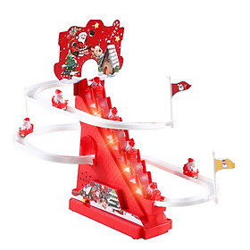 Electric Climbing Ladder Santa Claus Christmas Music Figurine Funny Xmas Scene Ornament Christmas Music Doll for Home Desktop