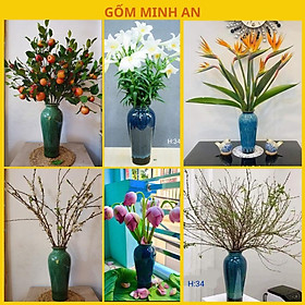Mua Bình Hoa Lọ Hoa Dáng Cao Màu Xanh  Men Ngọc Men Hỏa Biến Gốm Sứ Bát Tràng- Gốm Minh An- Lọ Hoa Đẹp