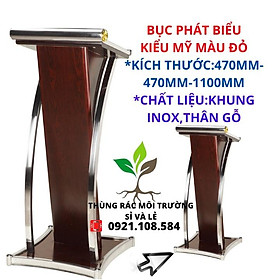 BỤC PHÁT BIỂU KIỂU MỸ MÀU ĐỎ VIỀN INOX