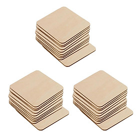 30Pcs/Set Unfinished Wood Cutouts Square Wooden Pieces Blank For Crafts