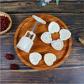 Mua Combo Khuôn Nén Lò Xo Làm Bánh Trung Thu Và 6 Mặt 50gr Trái Tim Love Đẹp Mắt