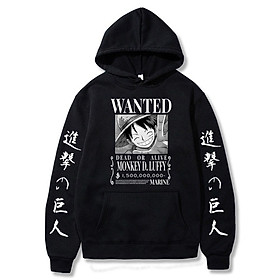 Áo Hoodie One Piece Luffy Wanted anime manga băng hải tặc - chất nỉ mềm mịn