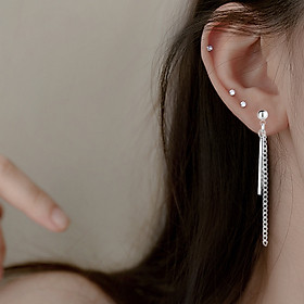 Bông tai nam nữ xích- thanh chữ nhật hiện đại năng động phiên bản xỏ lỗ đinh