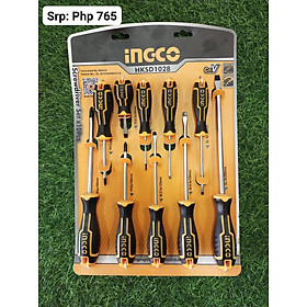 BỘ TUỐC NƠ VÍT (TÔ VÍT) 10 CHI TIẾT INGCO HKSD1028 - HÀNG CHÍNH HÃNG