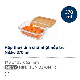 Hộp thuỷ tinh chữ nhật nắp tre Nikko (370 - 640 - 1050)ml – Hàng chính hãng INOCHI – Tiêu chuẩn nhật bản