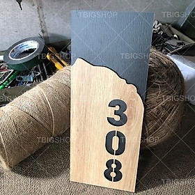 Bảng số phòng, số nhà bằng gỗ cắt laser 25x10cm