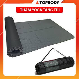 Thảm tập Yoga định tuyến TPE cao cấp tặng kèm túi đựng - chống trơn trượt thấm hút mồ hôi  tốt chính hãng TOPBODY