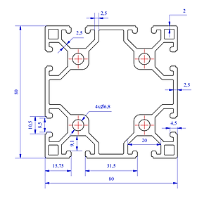 Nhôm định hình 80x80 (LWA-881884700) - Miễn phí cắt theo kích thước yêu cầu (Giá đã bao gồm VAT)