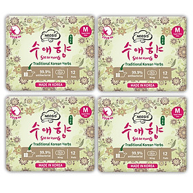 COMBO 4 GÓI BĂNG VỆ SINH HỮU CƠ THẢO DƯỢC NEOSIS SOOAEHYANG BAN NGÀY của Hàn Quốc_Size M (KT: 24cm)_1 gói/12 miếng