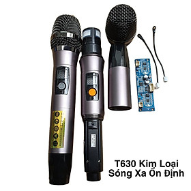 Mua BỘ MICRO + BO CHO LOA KÉO ĐỔI ĐƯỢC KÊNH A-B SÓNG XA ỔN ĐỊNH THÂN KIM LOẠI MÀU XÁM CAO CẤP T630