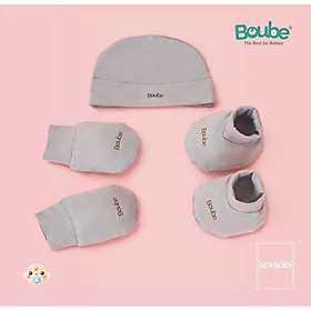 Set phụ kiện bao tay, bao chân, mũ cho em bé sơ sinh Boube nhiều màu, vải sợi tre Bamboo thông minh, thoải mái - Newborn