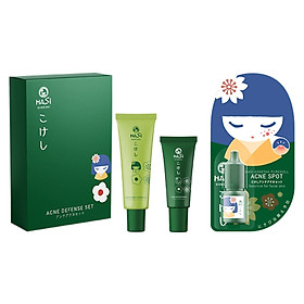 Combo Dưỡng Cho Da Mụn Hasi Kokeshi Acne Defense Set + Hasi Kokeshi