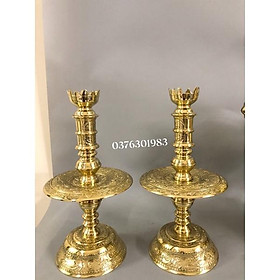 Mua Cặp chân nến chân đèn thờ bằng đồng vàng nguyên chất