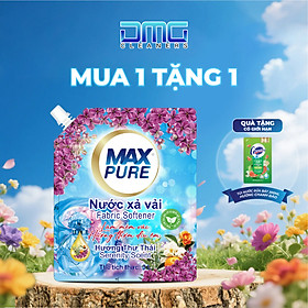 Túi nước xả vải Maxpure Hương Thư Thái 3L TẶNG kèm 1 Túi nước rửa chén Chanh Đào 200ml