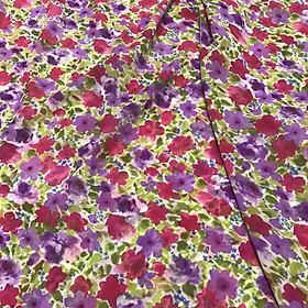 Vải voan lụa mỏng mềm không co giãn họa tiết hoa sam Nhật