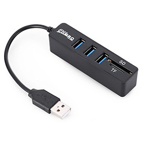 Bộ Chia Hub USB 3 Cổng Kèm 2 Khe Đọc Thẻ Nhớ Micro và SD