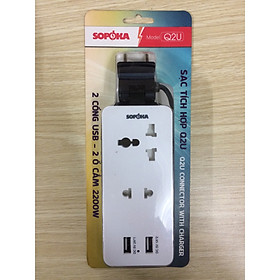 Mua Ổ cắm điện du lịch đa năng 2 ổ và 2 cổng sạc USB - Sopoka Q2U