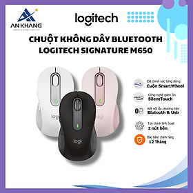 Chuột không dây bluetooth Logitech Signature M650 - Dành cho tay có kích cỡ từ nhỏ tới trung bình, Cuộn SmartWheel, giảm ồn, các nút bên có thể tùy chỉnh - Hàng chính hãng