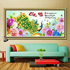 Tranh đính đá Cha mẹ 105x50cm - chưa đính LV166