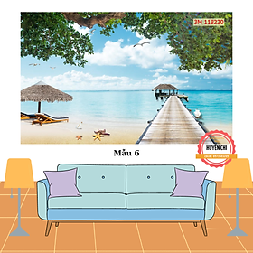Tranh dán tường 3d dán trang trí phòng khách phòng ngủ, tranh phong cảnh thiên nhiên-tranh Biển-Huyền Chi-Đặt theo kích thước yêu cầu