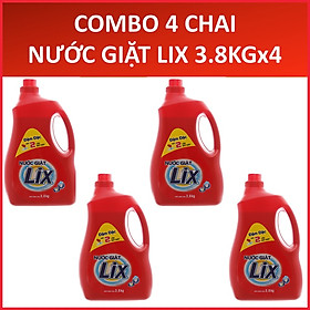 COMBO 4 Chai Nước giặt LIX Đậm đặc Đỏ 3.8KGX4