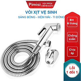 Vòi Xịt Vệ Sinh Bồn Cầu Toilet Trong Nhà Tắm Tăng Áp Pimisi Chịu Áp Lực Nước - Mạ Xi Inox Sáng Bóng Từ Tay Xịt Và Dây Mềm Cao Cấp | Hàng Chính Hãng