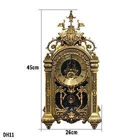 Mua Đồng hồ quả lắc để bàn Chất Liệu đồng mặt kính cao cấp - Đồng hồ để bàn cổ điển đẹp sang trọng kích thước 26cm * 15cm* 45cm để kệ tủ trang trí phòng khách nhà ở.