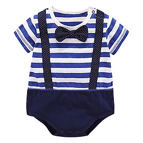 Summer New Fashion Print Little Gentleman Triangle Romper Fashion Trend New Boy Baby Romper