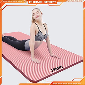 Thảm tập gym yoga tại nhà ,dày 15mm, chất liêu NBR cao cấp, chống thấm nước, chống trượt
