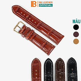 Hình ảnh Dây đồng hồ nam da cá sấu đốt tre Bụi Leather D103 - Hàng khâu tay thủ công cao cấp - Bảo hành 12 tháng