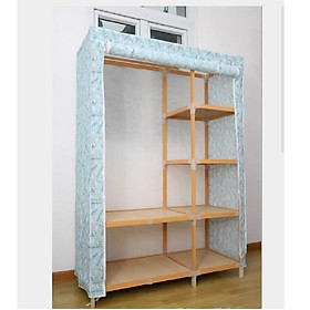 Mua Tủ vải khung gỗ 2 buồng 6 ngăn siêu chắc chắn  khung gỗ vuông  sàn ván | kích thước 105 x 45 x 170cm