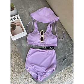Bikini hai mảnh tím pastel (Có bán kèm mũ) - CIEL SWIMWEAR - S