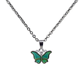 Cute Butterfly Pendant Color Change Mood Stainless Steel Chain Necklace