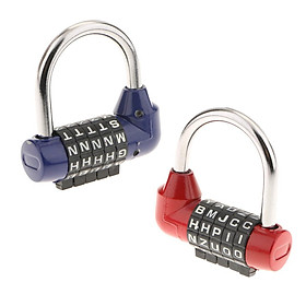 2 Pack Resettable Word Combo Lock Padlock Metal and Plated Steel Material for School, Employee, Gym or Sports Locker, Case, Toolbox, Fence, Hasp Cabinet and Storage Blue+Red