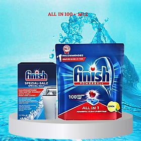 Combo Viên rửa bát Finish All in one 100 viên + Muối Finish 1,2kg