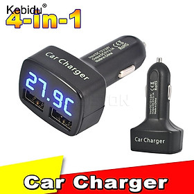 KIVIDU 12-24V 4 trong 1 Bộ sạc xe hơi DC5V 3.1A USB với nhiệt độ/điện áp/máy kiểm tra máy đo hiện tại Màn hình kỹ thuật số