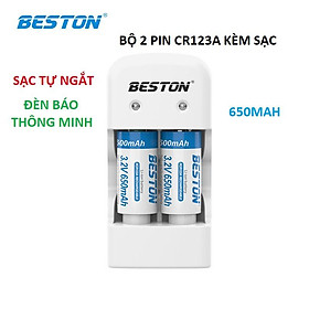 Mua Bộ sạc pin 3V Beston CD643 kèm 2 pin sạc RCR123A Dung lượng cao dùng cho máy ảnh  camera  thiết bị đo  đèn pin  ống nhòm - Hàng chính hãng