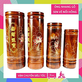 Ống đựng nhang thờ cúng vẽ sen nổi tử vi tiền lộc - hầu hết cỡ