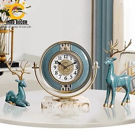 Đồng hồ ĐỀ BÀN Combo bộ 3 chi tiết hươu xanh 1596-81 cao cấp cho phòng khách