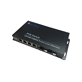 Switch quang PoE chuyển tiếp Gnetcom HL-2F4EP-1000 | 2 port fiber,4 lan 10/100/1000MB - Hàng Chính hãng