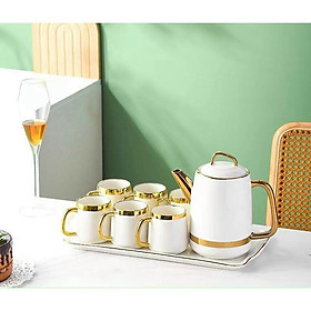 Mua BỘ ẤM CHÉN KÈM KHAY SỨ CAO CẤP PHA TRÀ CÀ PHÊ VIỀN VÀNG