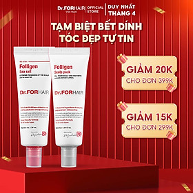 Bộ muối tẩy tế bào chết da đầu và dầu xả dưỡng tóc Dr.FORHAIR Folligen Scalp Pack 50ml và Sea Salt Scaler 50g