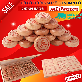 Bộ Cờ Tướng Gỗ Tự Nhiên Cao Cấp Kích Thước 40 x 35 Cm Có Chọn Size Quân Cờ, Hàng Chính Hãng miDoctor